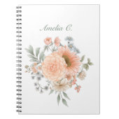Elegante Waterverf Bloemen Wit Notitieboek (Voorkant)