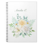 Elegante Waterverf Bloemen Wit Notitieboek (Voorkant)
