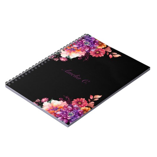 Elegante Waterverf Bloemen Wit Notitieboek (Linkerzijde)