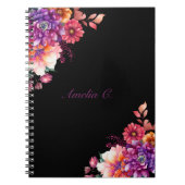 Elegante Waterverf Bloemen Wit Notitieboek (Voorkant)