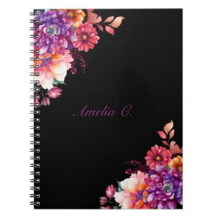 Elegante Waterverf Bloemen Wit Notitieboek