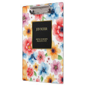 Elegante waterverf bloemen zwart goud professional klembord (Links)