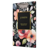 Elegante waterverf bloemen zwart goud professional klembord (Links)