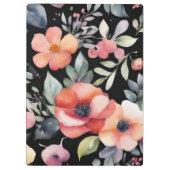 Elegante waterverf bloemen zwart goud professional klembord (Achterkant)