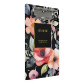 Elegante waterverf bloemen zwart goud professional mini klembord (Schuin)