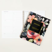 Elegante waterverf bloemen zwart goud professional planner (Display)
