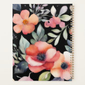 Elegante waterverf bloemen zwart goud professional planner (Achterkant)
