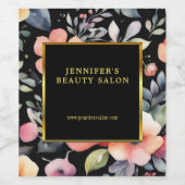 Elegante waterverf bloemen zwart goud professional wijn etiket (Enkel label)