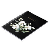 Elegante Waterverf Bloemen Zwart Notitieboek (Linkerzijde)