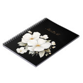 Elegante Waterverf Bloemen Zwart Notitieboek (Linkerzijde)