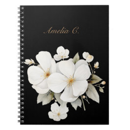 Elegante Waterverf Bloemen Zwart Notitieboek