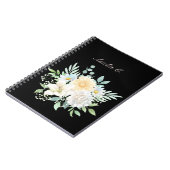 Elegante Waterverf Bloemen Zwart Notitieboek (Linkerzijde)