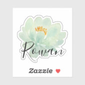 Elegante Waterverf Bloemen Zwart Script Naam Sticker (Vel)