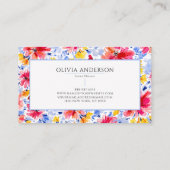 Elegante Waterverf Bloemenblauw Roze Modern Patter Visitekaartje (Achterkant)