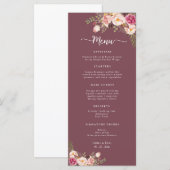 Elegante Waterverf bloemenblush roze bruiloft Menu (Voorkant / Achterkant)