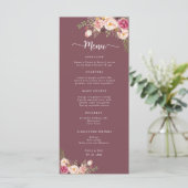 Elegante Waterverf bloemenblush roze bruiloft Menu (Staand voorkant)