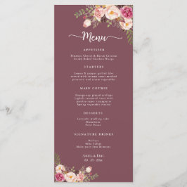 Elegante Waterverf bloemenblush roze bruiloft Menu