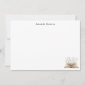 Elegante Waterverf Bloemenboeken gepersonaliseerd Notitiekaartje (Voorkant)