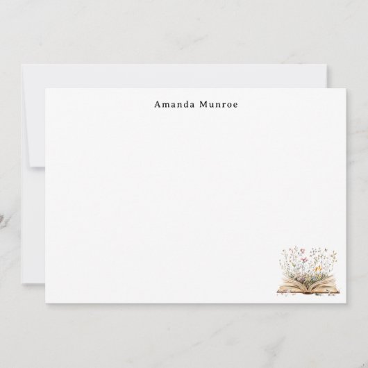 Elegante Waterverf Bloemenboeken gepersonaliseerd Notitiekaartje (Voorkant)