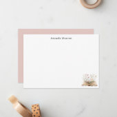 Elegante Waterverf Bloemenboeken gepersonaliseerd Notitiekaartje (Voorkant / Achterkant in situ)