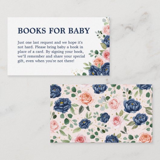 Elegante Waterverf Bloemenboeken voor Baby Informatiekaartje (Voorkant / Achterkant)