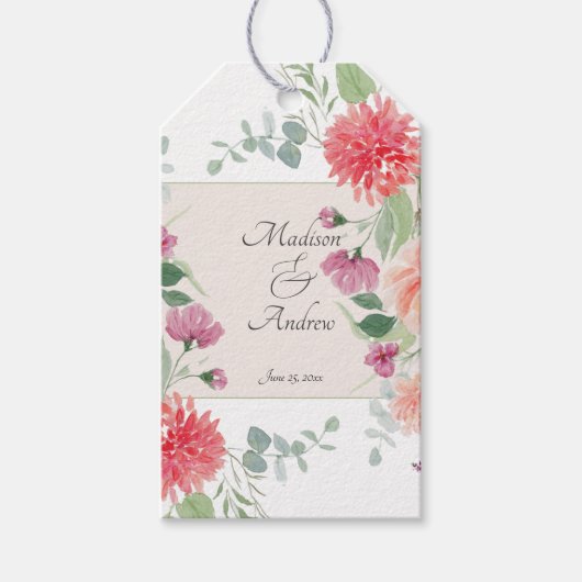 Elegante waterverf bloemenboeket cadeaulabel (Voorkant)