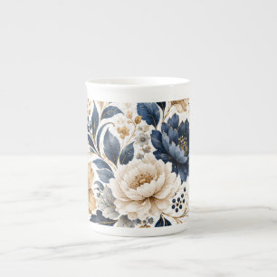 Elegante Waterverf Bloemenboeket Vintage Bloemen W Porselein Kop