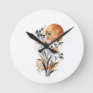 Elegante Waterverf Bloemenboeket Vintage Bloemen W Ronde Klok