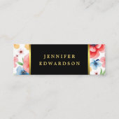 Elegante waterverf bloemenboho professional mini visitekaartje (Voorkant)