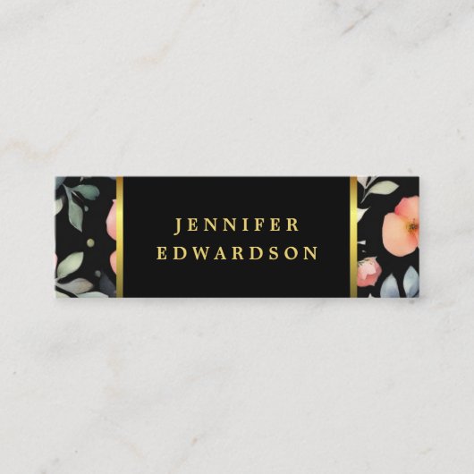 Elegante waterverf bloemenboho professional mini visitekaartje (Voorkant)