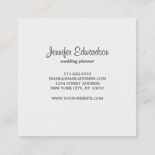 Elegante waterverf bloemenboho professional vierkante visitekaartje (Achterkant)