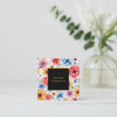 Elegante waterverf bloemenboho professional vierkante visitekaartje (Staand voorkant)