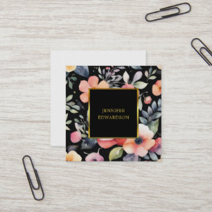 Elegante waterverf bloemenboho professional vierkante visitekaartje