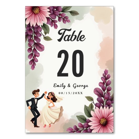 Elegante Waterverf Bloemenbruid Bruidegom Chic Wed Kaart (Achterkant)