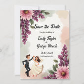 Elegante Waterverf Bloemenbruid Bruidegom Chic Wed Save The Date (Voorkant)