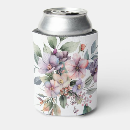 Elegante Waterverf bloemenbruiloft Blikjeskoeler (Blikje Achterkant)