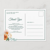 Elegante Waterverf bloemenbruiloft dank u foto Briefkaart (Achterkant)