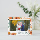 Elegante Waterverf bloemenbruiloft dank u foto Briefkaart (Staand voorkant)