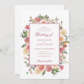 Elegante Waterverf bloemenbruiloft Kaart (Voorkant / Achterkant)