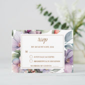 Elegante Waterverf bloemenbruiloft RSVP Kaartje (Staand voorkant)