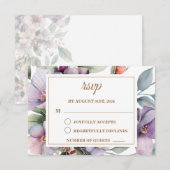 Elegante Waterverf bloemenbruiloft RSVP Kaartje (Voorkant / Achterkant)