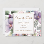 Elegante Waterverf bloemenbruiloft Save The Date (Voorkant)