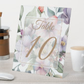 Elegante Waterverf bloemenbruiloft tafel Nummer Reclamebord Met Voetstuk (Insitu)