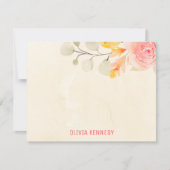 Elegante Waterverf Bloemencrème gepersonaliseerd Notitiekaartje (Voorkant)