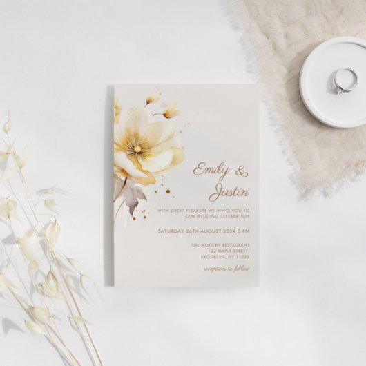 Elegante Waterverf bloemendelicate bruiloft Kaart