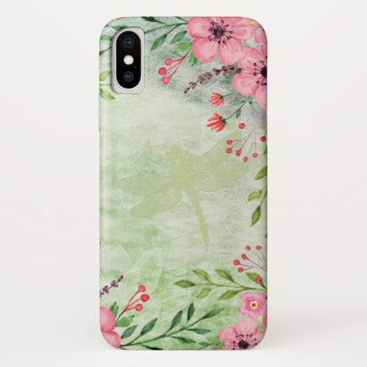 Elegante waterverf bloemendragonfly-kunst Case-Mate iPhone case (Achterkant)