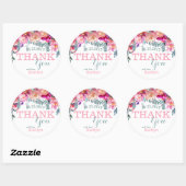 Elegante Waterverf Bloemendruppel Dank u Ronde Sticker (Vel)