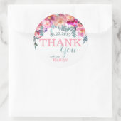 Elegante Waterverf Bloemendruppel Dank u Ronde Sticker (Tas)