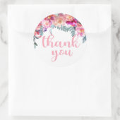 Elegante Waterverf Bloemendruppel Dank u Ronde Sticker (Tas)