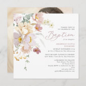 Elegante Waterverf bloemenfoto doop Kaart (Voorkant / Achterkant)